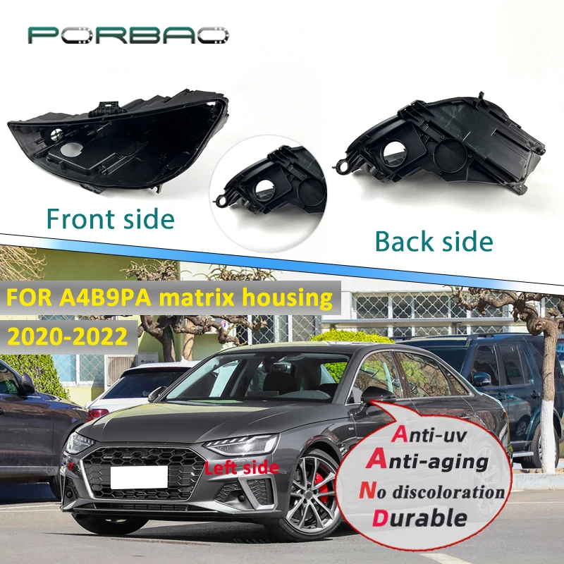 

High Standard Lampshade Lens Lamp Back Cover for Audi A4B9 Matrix 2020 2021 2022 Headlight House Base Plastic Black Replacement