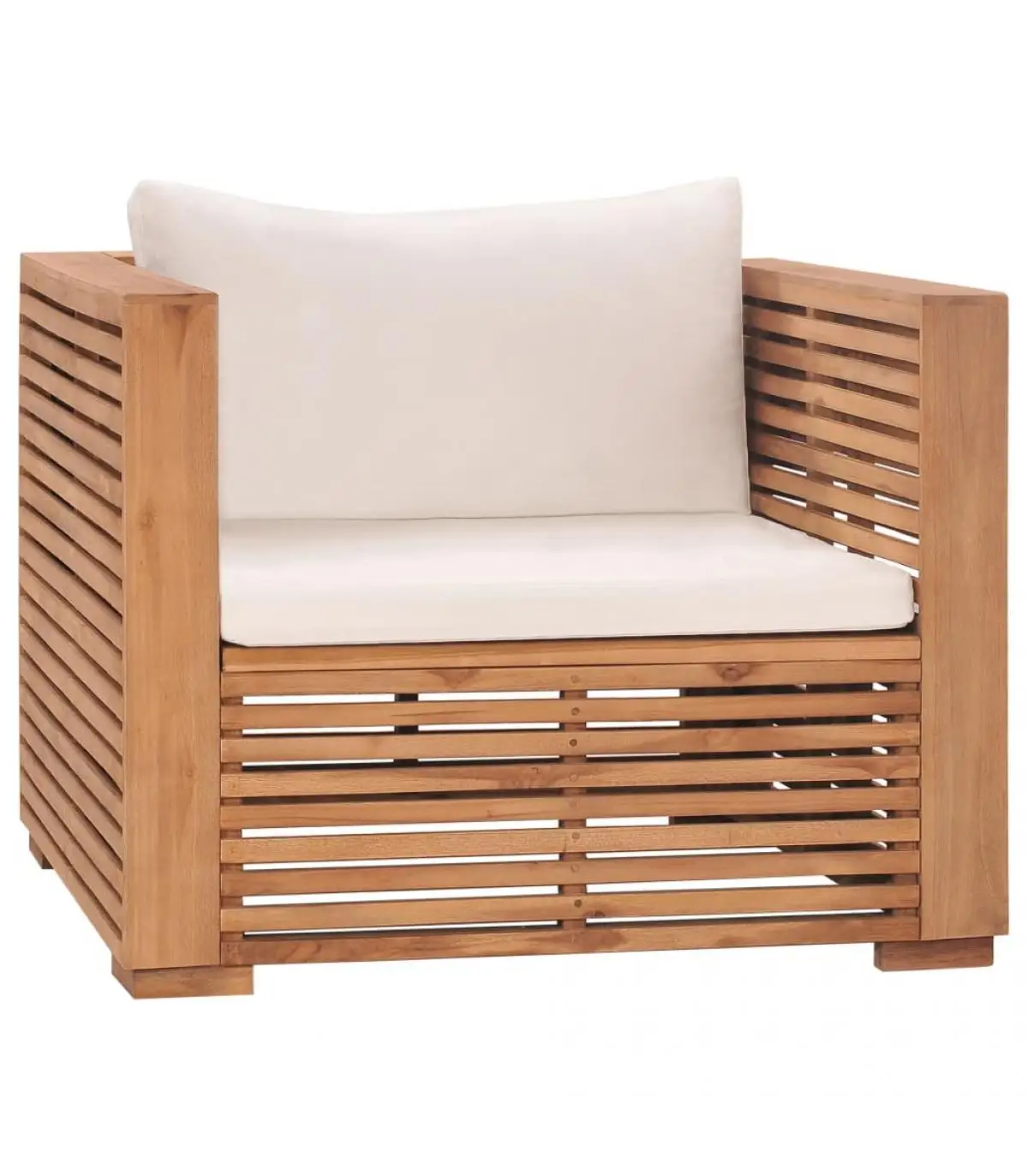 Modular outdoor sofa solid wood teak garden sofa with cream cushions