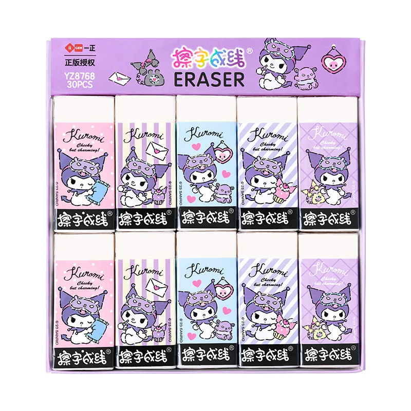 

30 Boxes Of Sanrio Kuromi Erasers With Characters And Lines, Large Creative Cartoon Children's Learning And Office Eraser Gifts