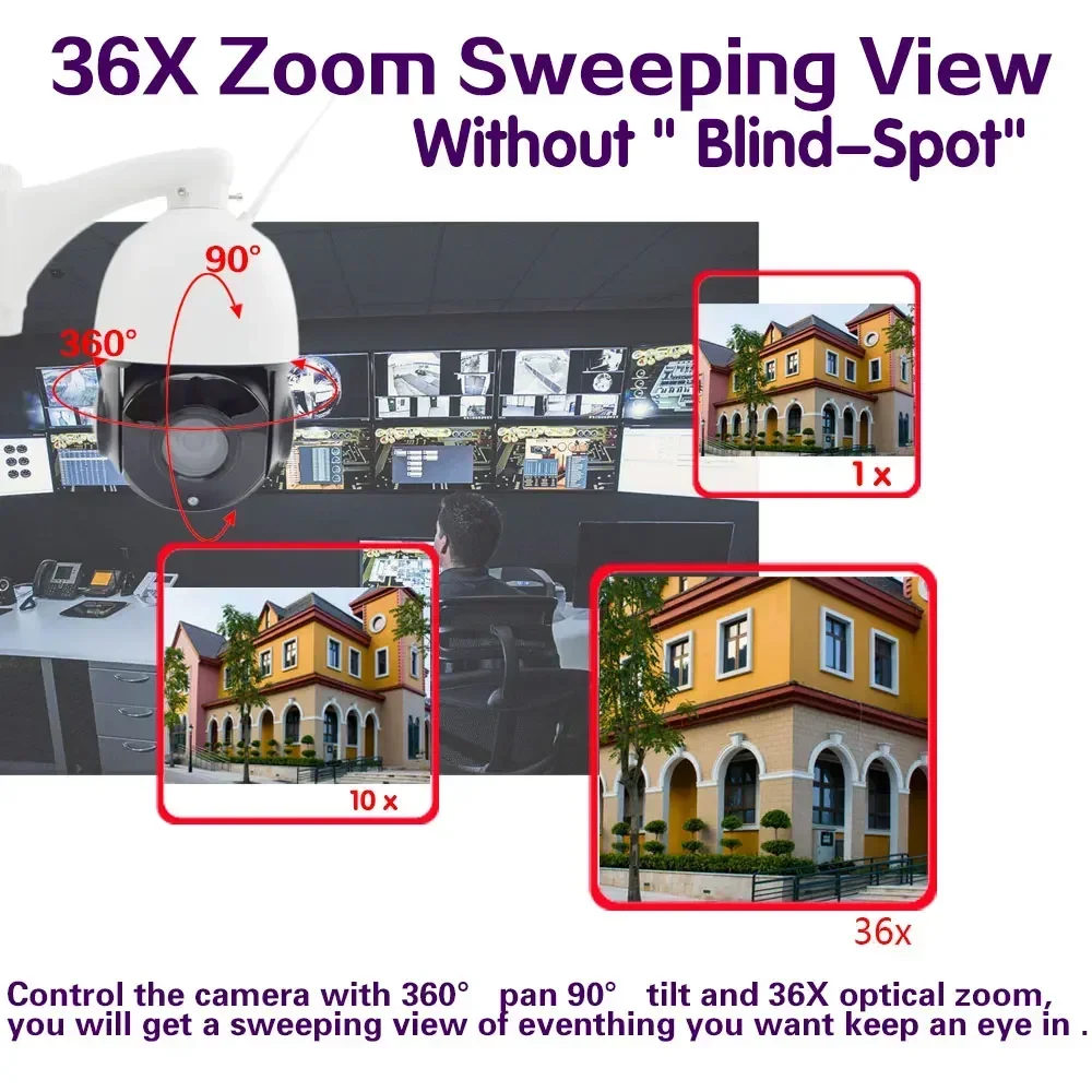 4k 50X 30X Zoom Wifi PTZ IP Dome Camera Outdoor Two Way Audio PTZ Security Surveillance Camera Wireless CCTV IP Cam 8MP ICSEE