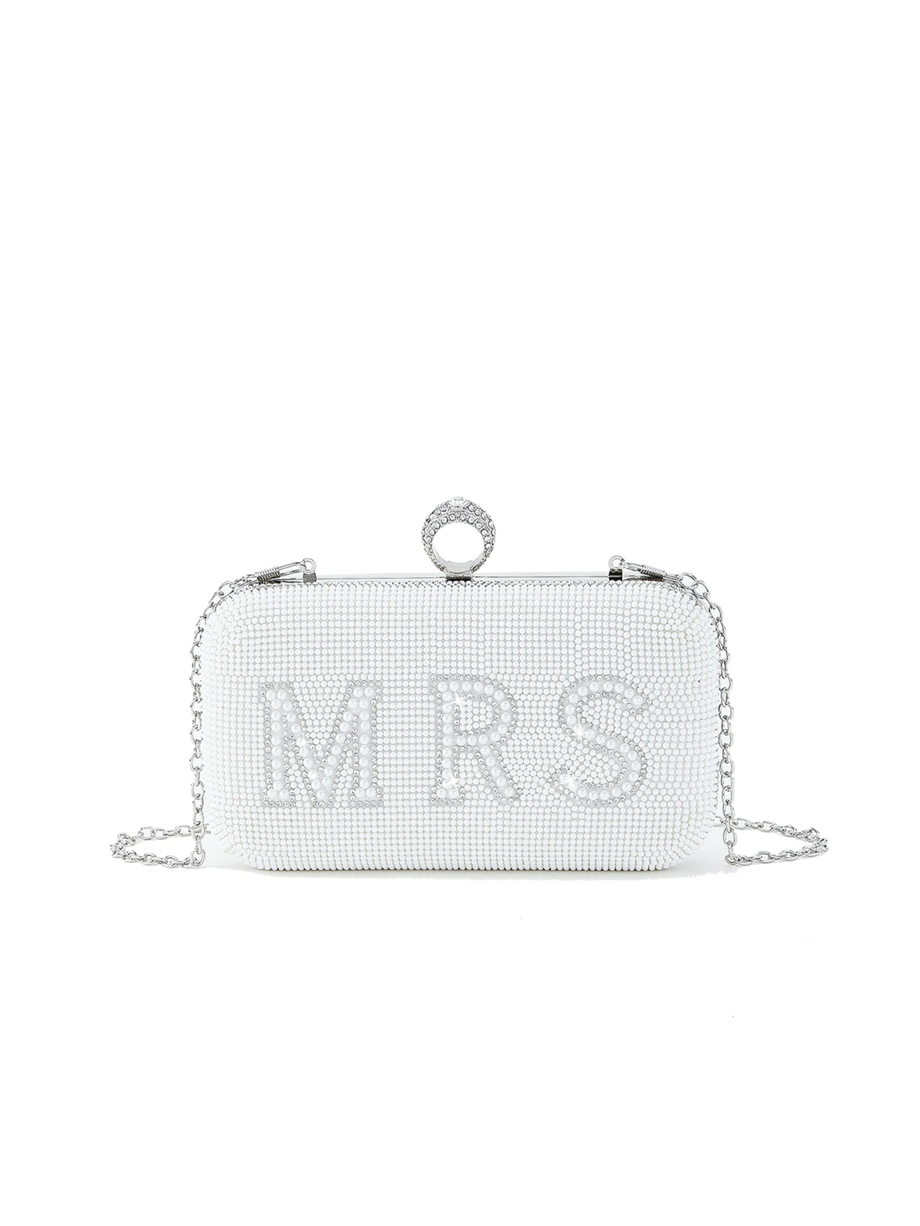 Borsa da sera con pochette MRS con lettera di perle e strass per matrimonio da donna