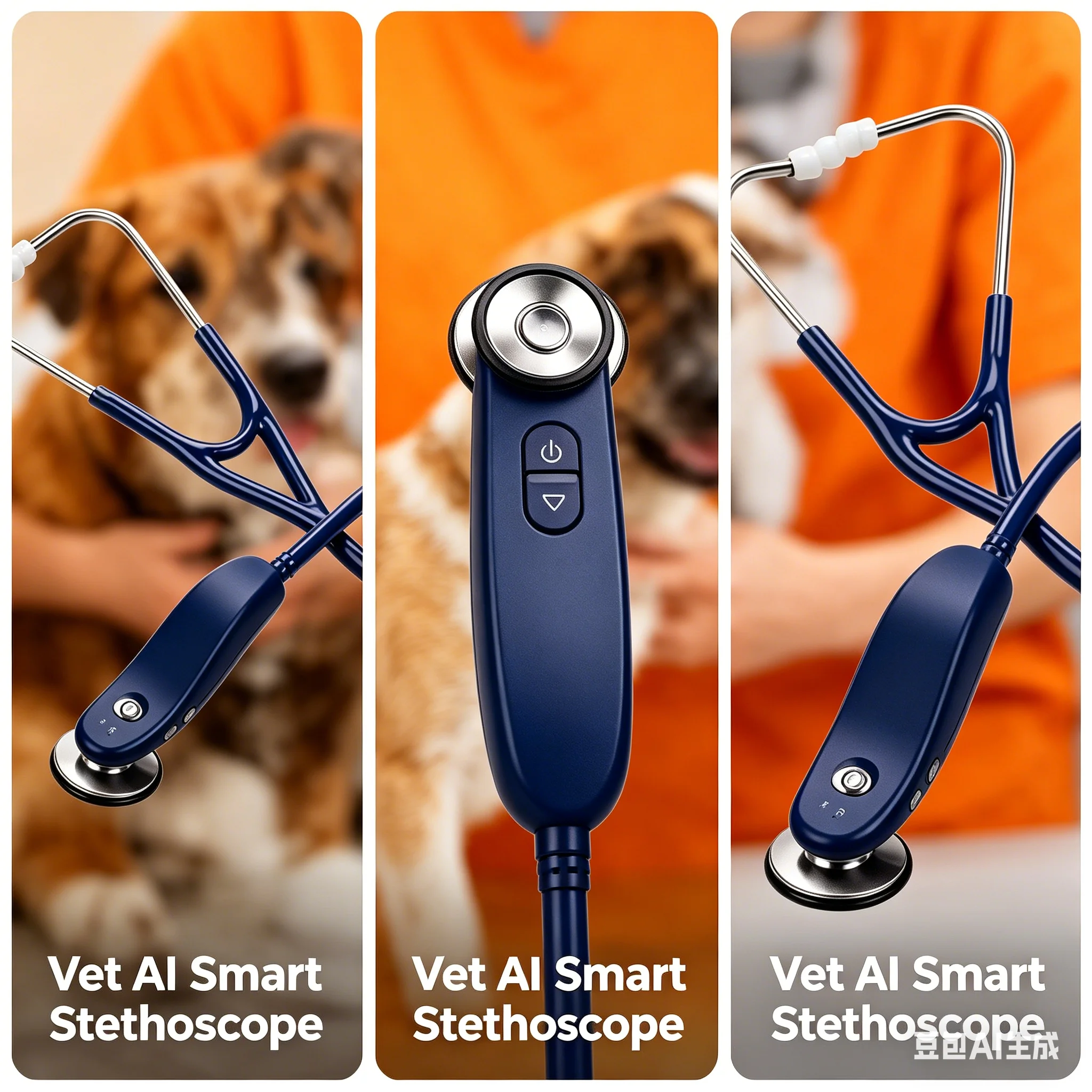 Stetoscopio Veterinario Wireless DOU AI Con Riduzione Del Rumore, Rilevatore Cardiaco, Report Intelligente, Consultazione Remota, 3 Anni Di Garanzia-image