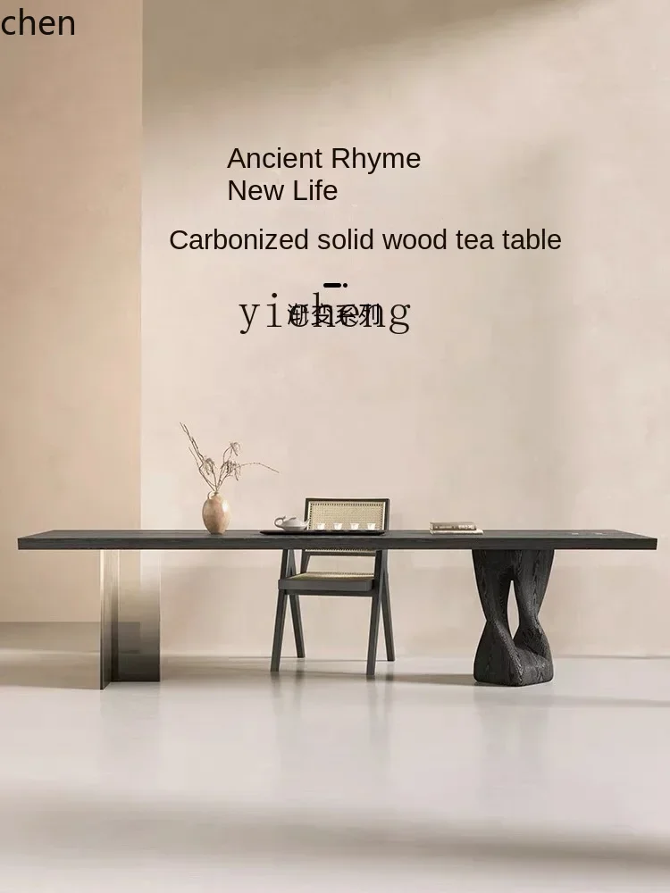 ZMLlog tea table solid wood suspension table tea table tea room guest home integration