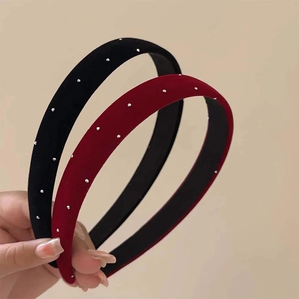 2pc European and American Red Black Velvet Headband Women Girls Hair Bands Elegant Hairband for Holiday Party Hair Accessories