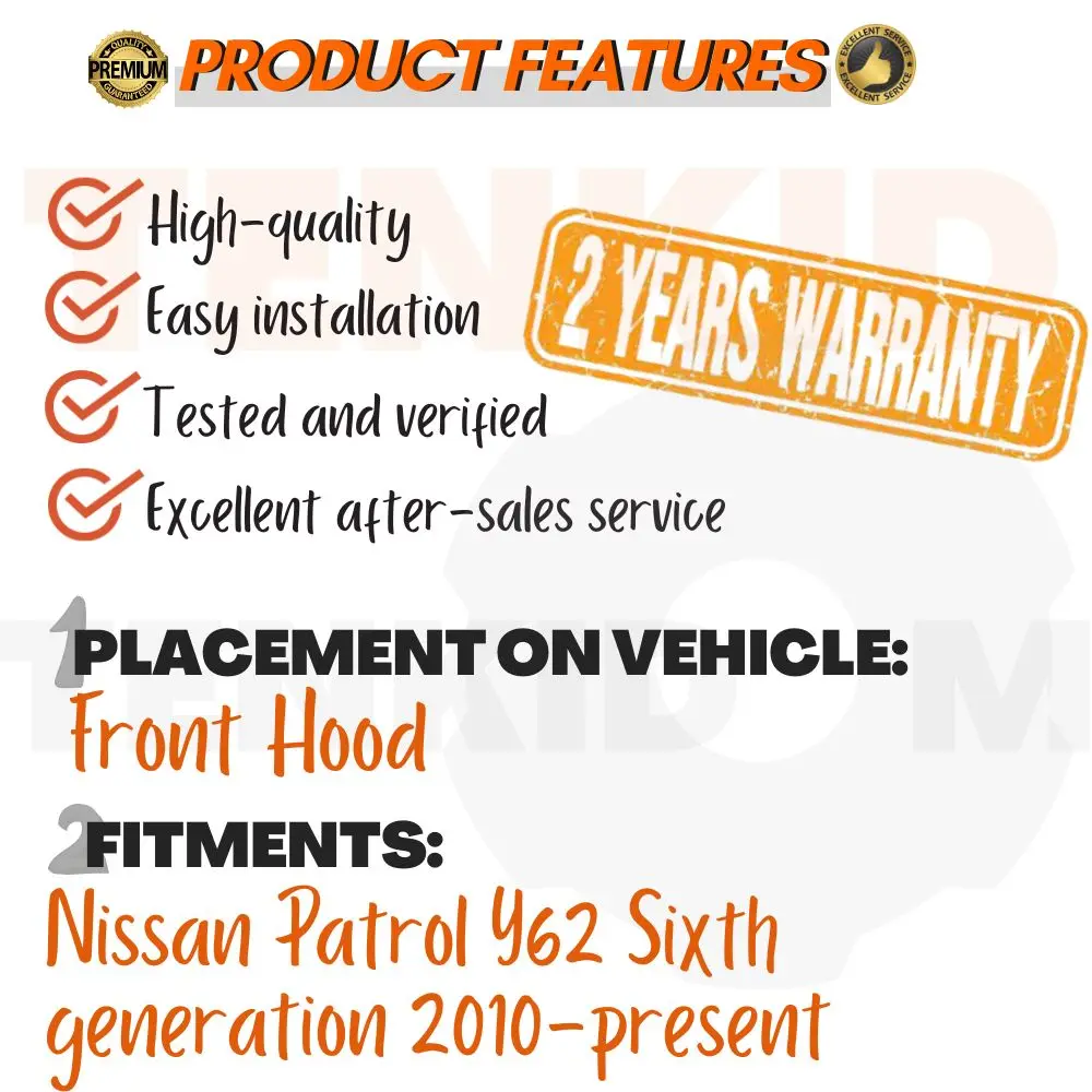 Front Hood Lift Supports for Nissan Patrol Y62 Sixth generation 2010-present Engine Dampers Shocks Arm Props Shocks Replace