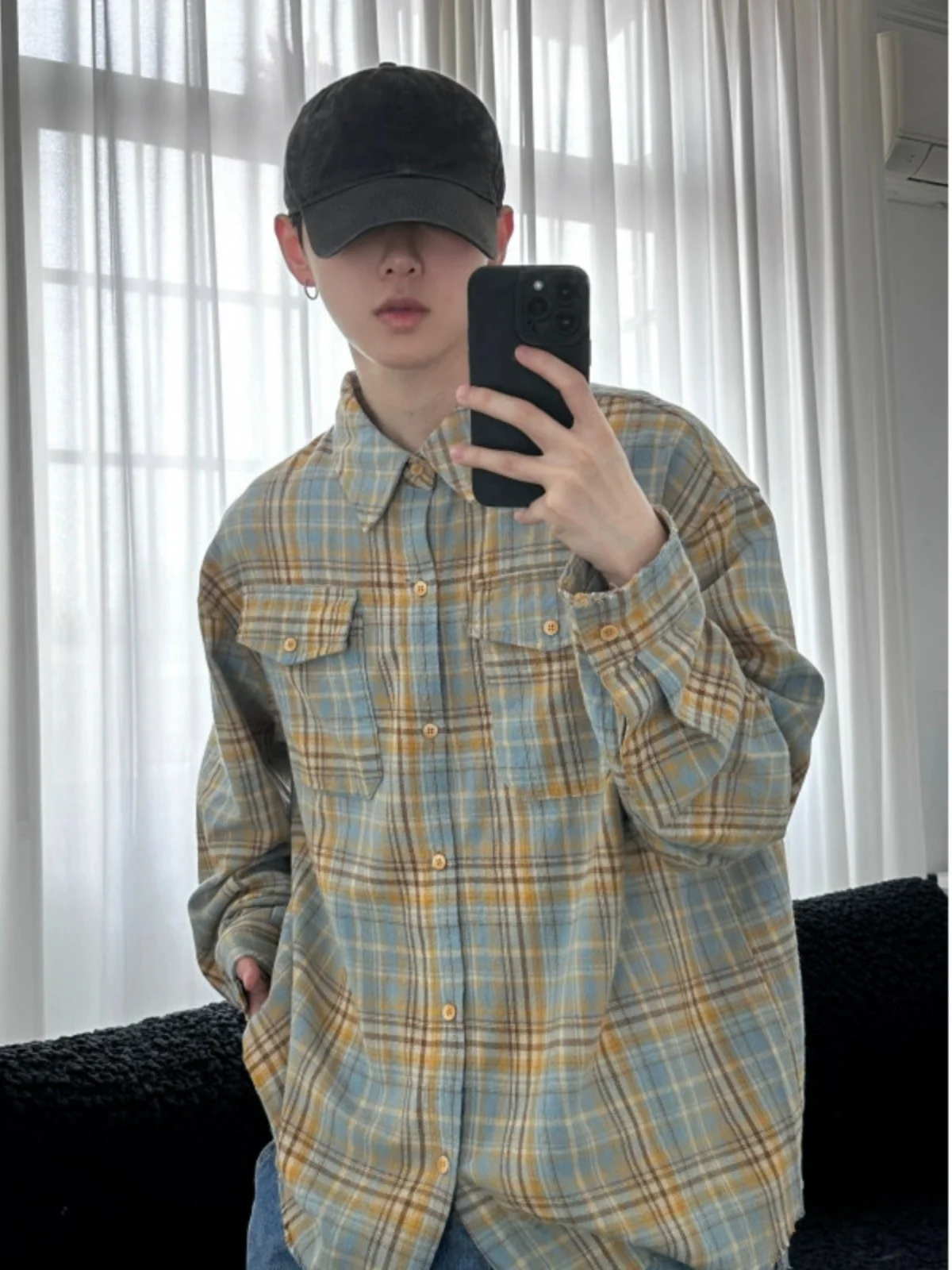 

Мужская клетчатая рубашка Cleanfit с длинным рукавом в американском ретро-стиле, весна-осень 2024, новая коллекция, с праздничным узором