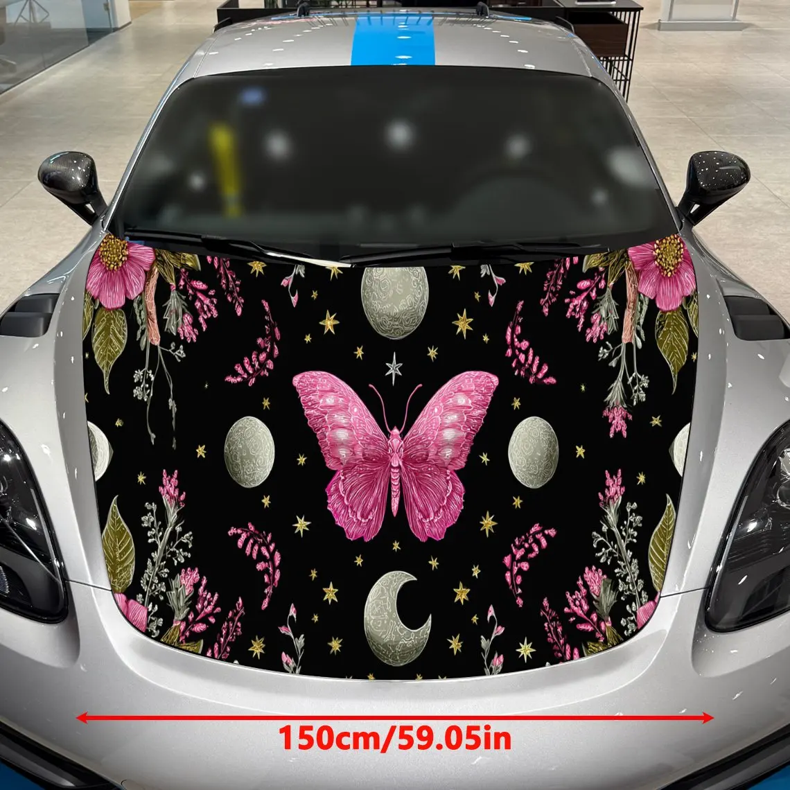 Sun-Moon Element Butterfly Car Hood Vinyl Stickers Car Surface Protection Decal Car Decoration Cover Vinyl Wraps Waterproof Self