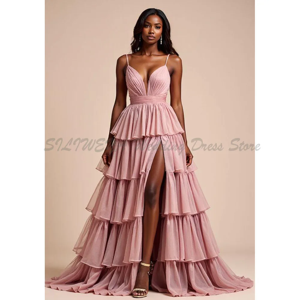 

Великолепные вечерние платья женские длиной до пола, без рукавов, многоуровневые, с v-образным вырезом, длиной до пола, высокое качество, банкетные вечерние платья знаменитостей