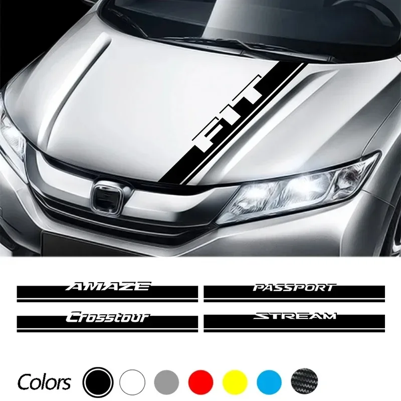 Vinyl Car Hood Decal for Honda FIT CITY AMAZE BRIO BR-V CROSSTOUR PASSPORT STEPWGN STREAM WR-V Auto Bonnet Sticker Decoration