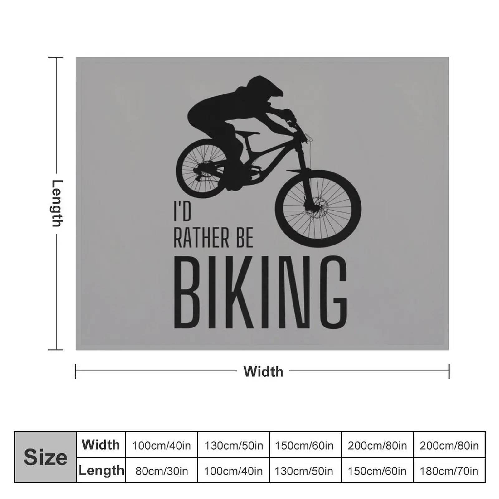 I'd rather be biking. MTB. Mountain biker. Downhill. Black Throw Blanket Plush Sofa Quilt Decoratives Blankets