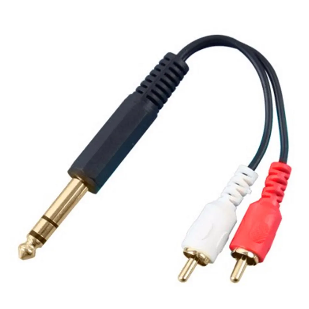 HiFi Stereo Aux Cable 2RCA To 6.35mm 6.35 mm Accessory RCA 3.5 Jack Splitter Cord for Audio Amplifier mixer speaker Recorder DVD