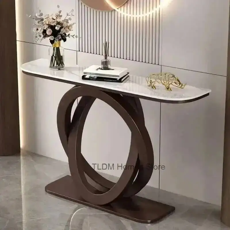 

Console Table Entryway Table Corridor Creative Luxury Italian Semi-circular Iron Entrance Cabinet Tables Home Furniture b
