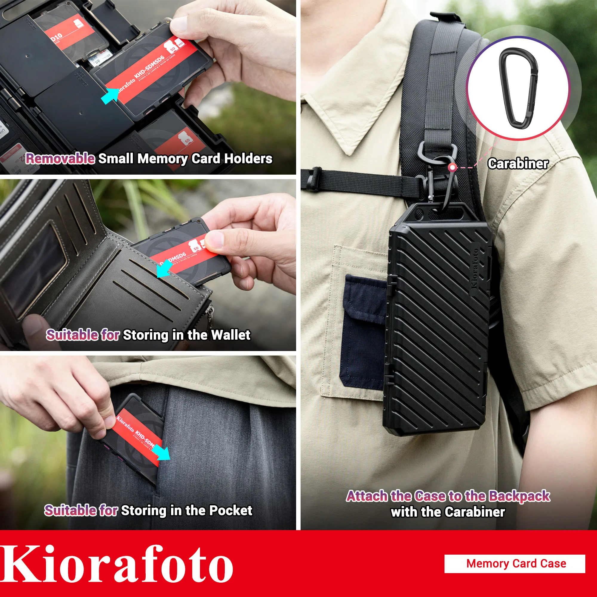 90 Slots Weaterproof Memory Card Holder Box for 36 SD Cards and 74 Micro SD Cards With 3 Removable Small Memory Card Holders