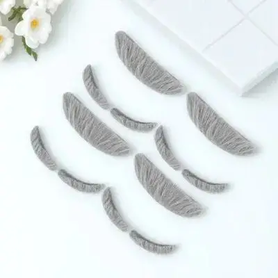 할로윈 파티 의상 액세서리 4세트 가짜 콧수염과 눈썹 리얼리틱 수염 남성용 코스프레 장식용 얼굴 털 키트