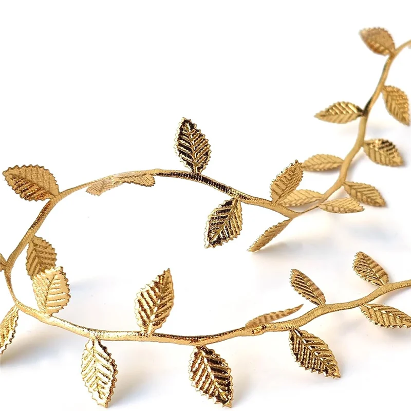 ABMO Ribbon Garland,33 Feet Xmas Gold Ribbon,Gold Leave Ribbon Garland DIY Crafts For Gift Wrapping,Decorations