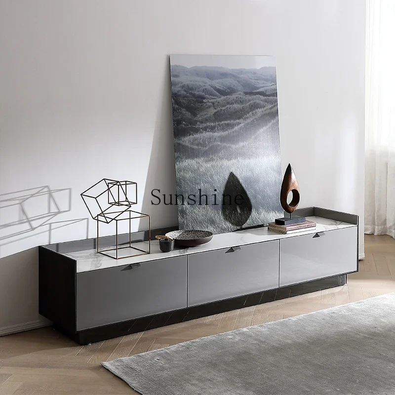 

Nordic small apartment living room minimalist rock slab floor cabinet