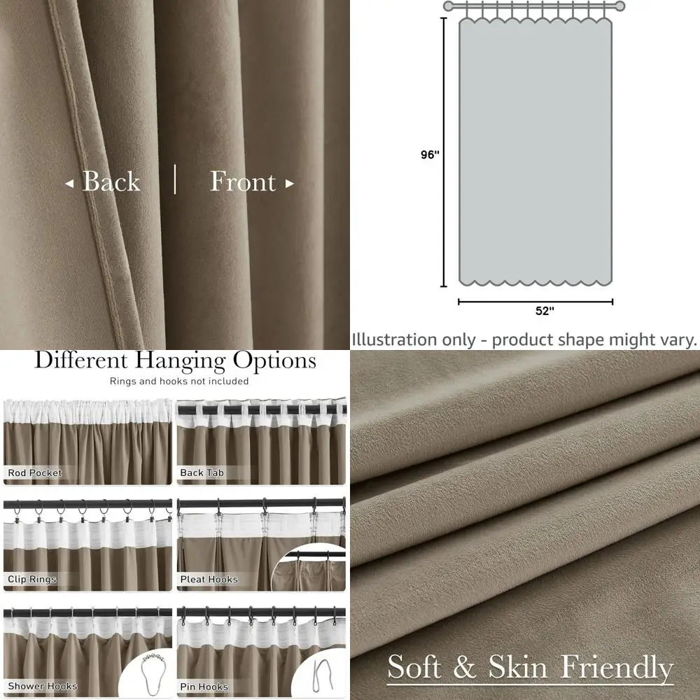 

Роскошные верблюжьи бежевые бархатные шторы длиной 96 дюймов — супермягкие бархатные шторы с блокировкой тепла и света, термоизолированные оконные шторы