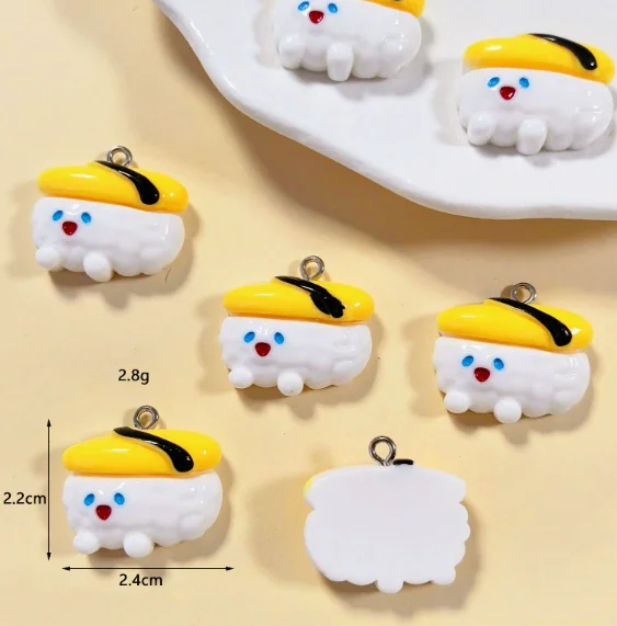 Lot 10 Pcs Resin Cute Sushi Rice  Charms Jewelry Making  Earrings Pendants Necklaces Bracelets DIY Accessories gift