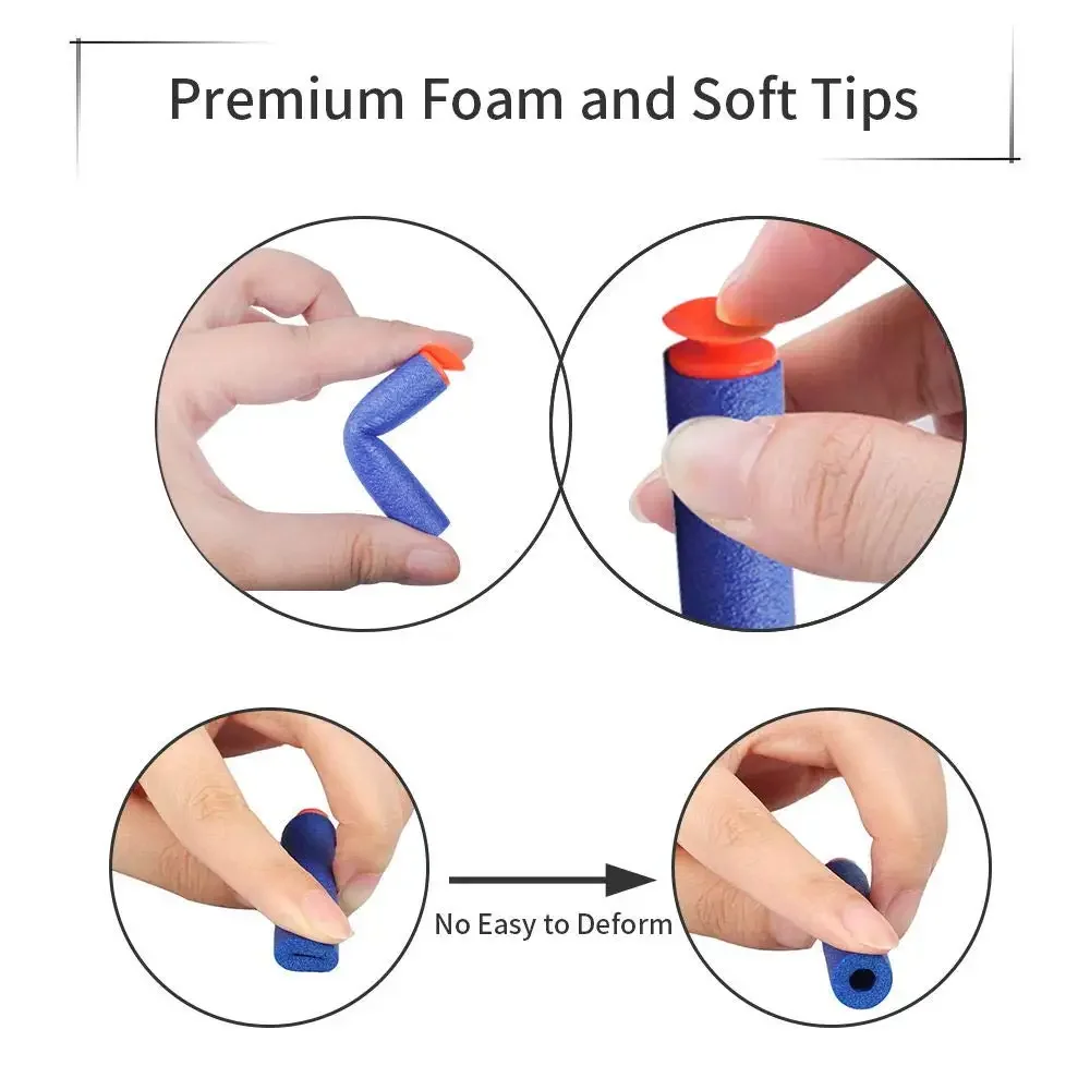 7.2cm recarga bala dardos compatíveis para nerf elite série blasters criança brinquedo arma 100 peças macio eva azul munição crianças presentes