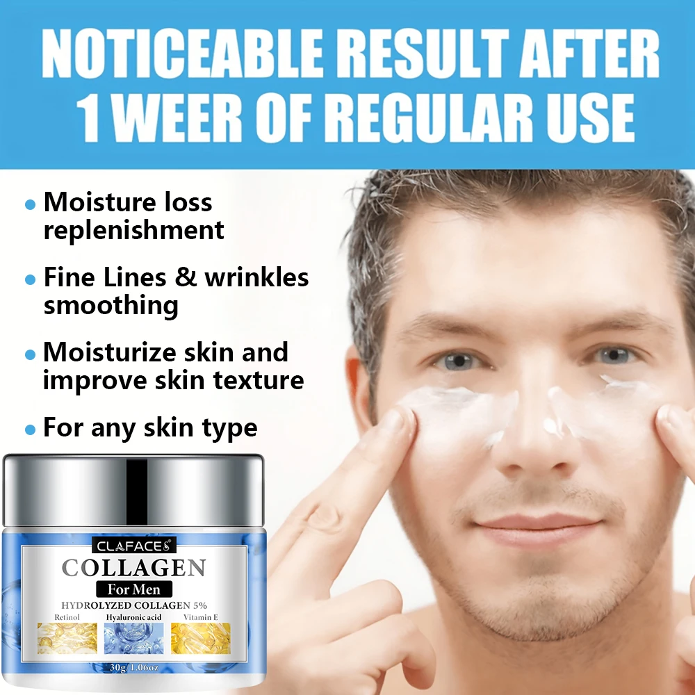 Smooth Wrinkle Cream for Men Remove Face & Neck Wrinkles Firming Moisturizing Skin Retinol Face Cream Younger Facial Treatment