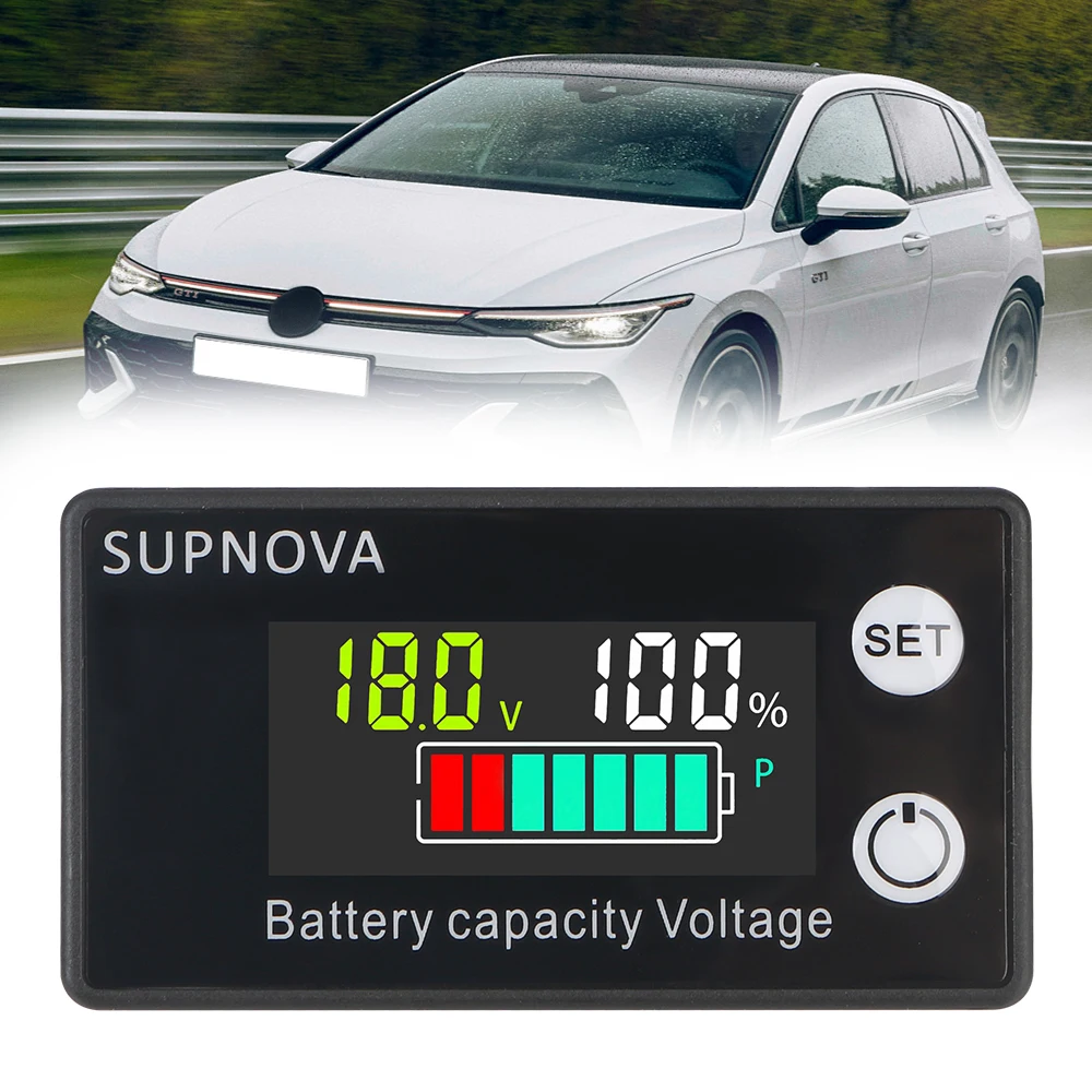 Voltmeter Voltage Gauge Battery Voltmeter Capacity Indicator LiFePO4 Car Motorcycle 12V 36V 48V 72V Lead Acid Lithium DC 8V-100V