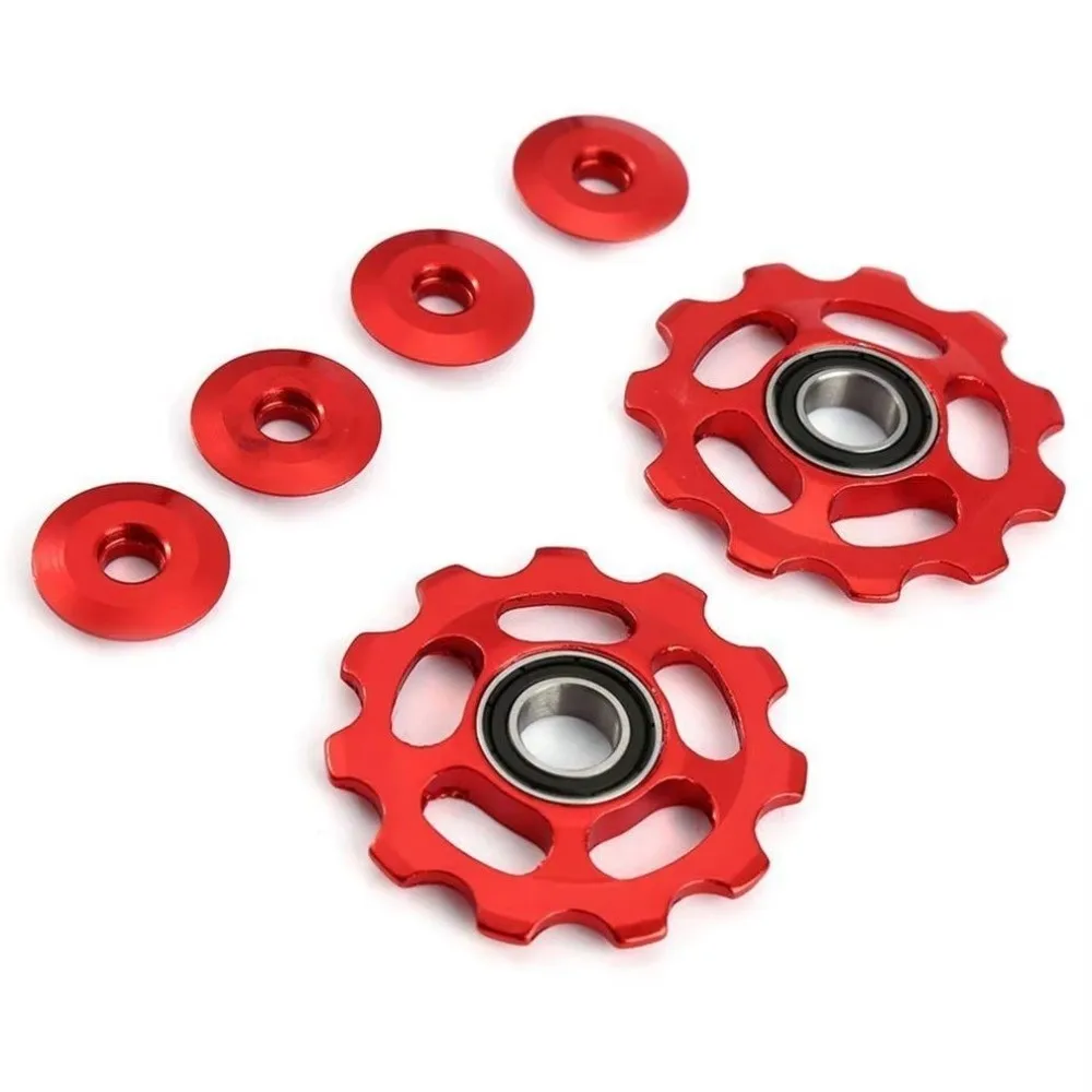 Aluminum Alloy Rear Derailleur Pulley CNC Anodized Sealed Bearing Bike Jockey Wheel 11T Ultralight Bicycle Guide Roller for 2pcs