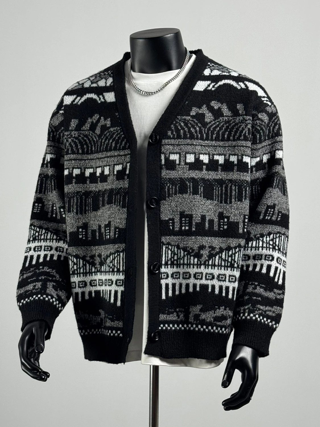 

Мужской вязаный кардиган свободного кроя с V-образным вырезом, повседневный, осенне-зимний, модный, в этническом стиле, больших размеров, удобный, дышащий