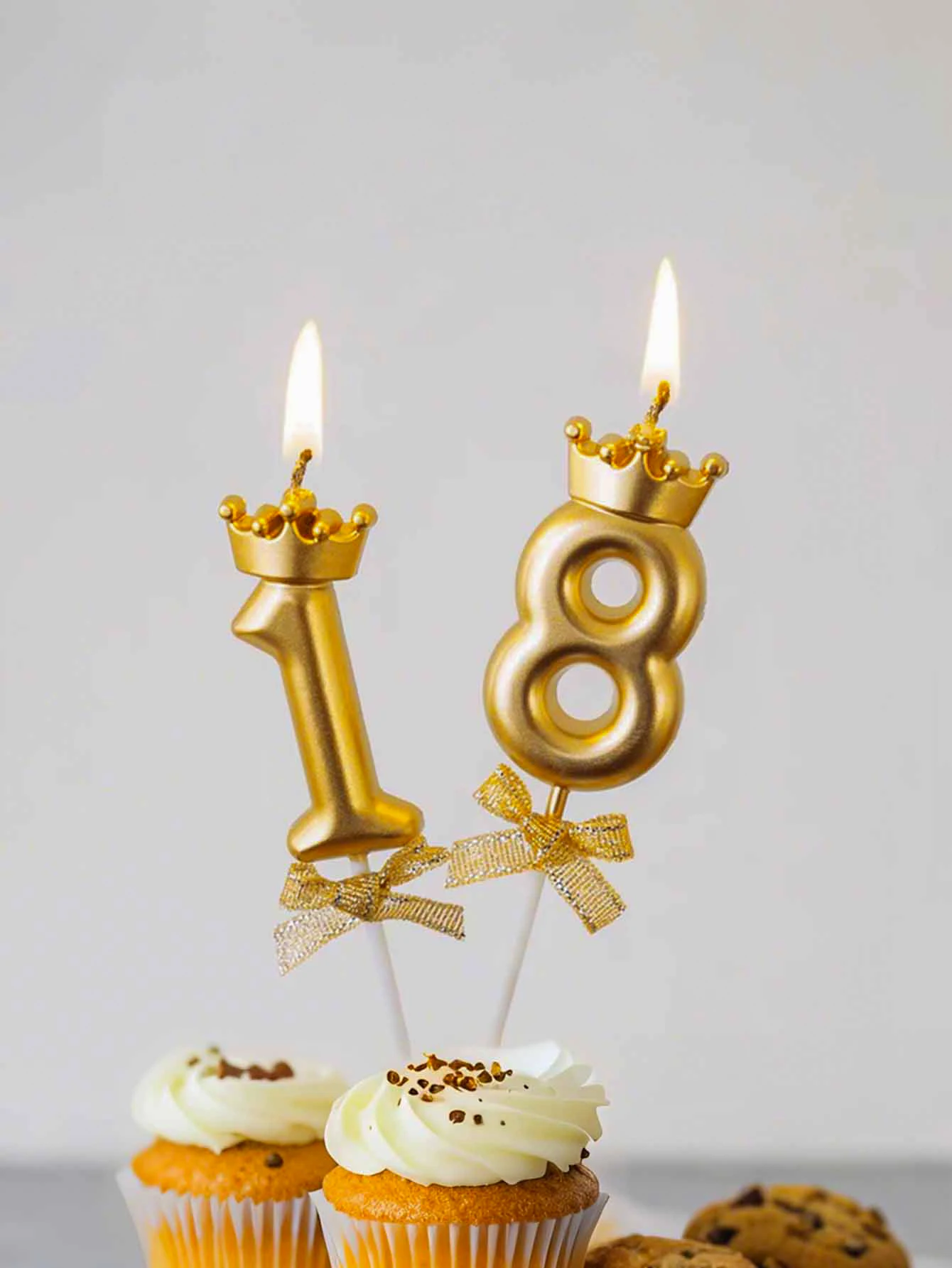 1pc Golden Butterfly Knot Crown Digital Candle, 0-9, Cake Decoration, Birthday Party Decoration, Wish Candle