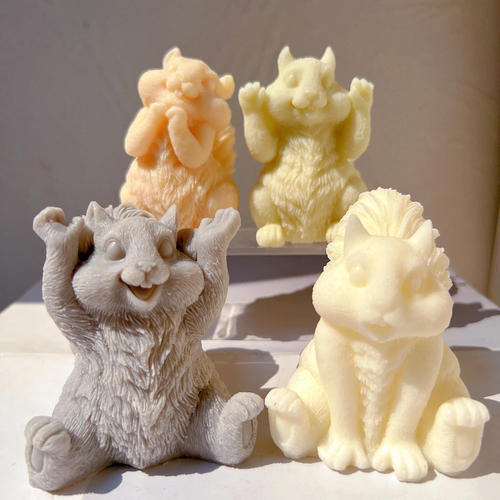 

Unique cute small squirrel candle molds for animal lovers home decor gifts different shapes of squirrel soy wax silicone molds