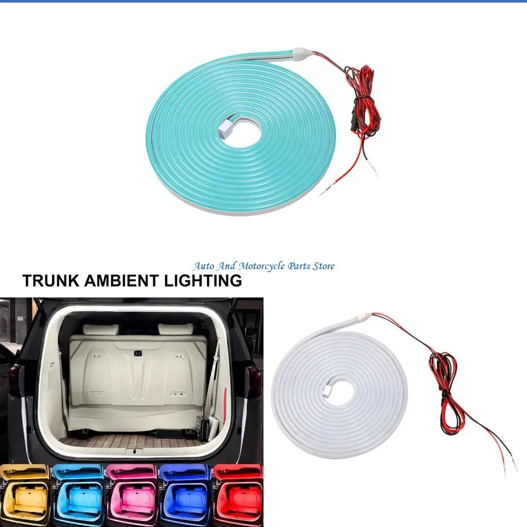 P9FD Waterproof Trunk Light Strips Flexible Silicone LED Trunk Lighting with Hands Operation & Soft Glowing for Car