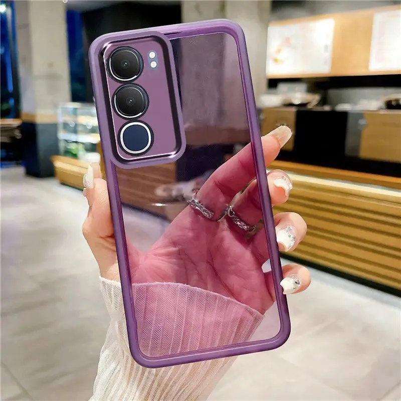 حافظة لهاتف Vivo Y19S GT vivo IQOO Z10 lite حافظة هاتف Vivo T4 lite غطاء Vivo Y400 4G حافظة فاخرة ناعمة ممتصة للصدمات غطاء خلفي شفاف