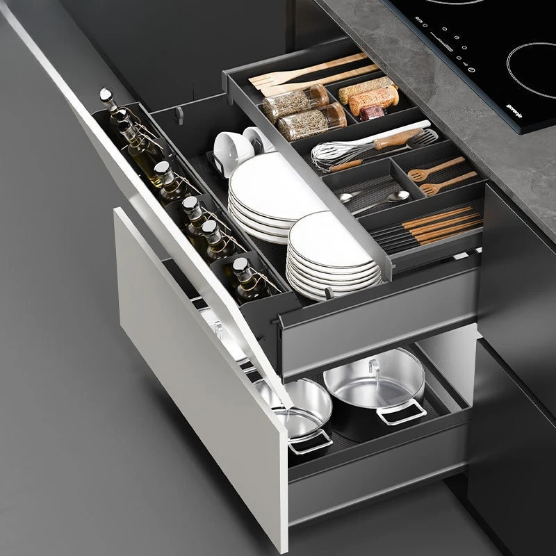 Kitchen Dish Storage Pull Basket Household Multifunctional Pot Basket Tilting Seasoning Storage Rack