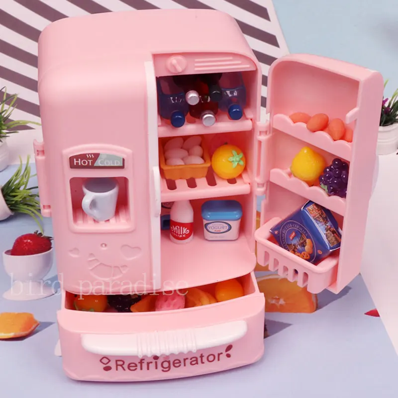 Mini refrigerador de juguete para niños, modelo de nevera para casa de muñecas en miniatura, muebles de cocina, accesorios de juego de simulación, comida, regalo para niñas, 1/6