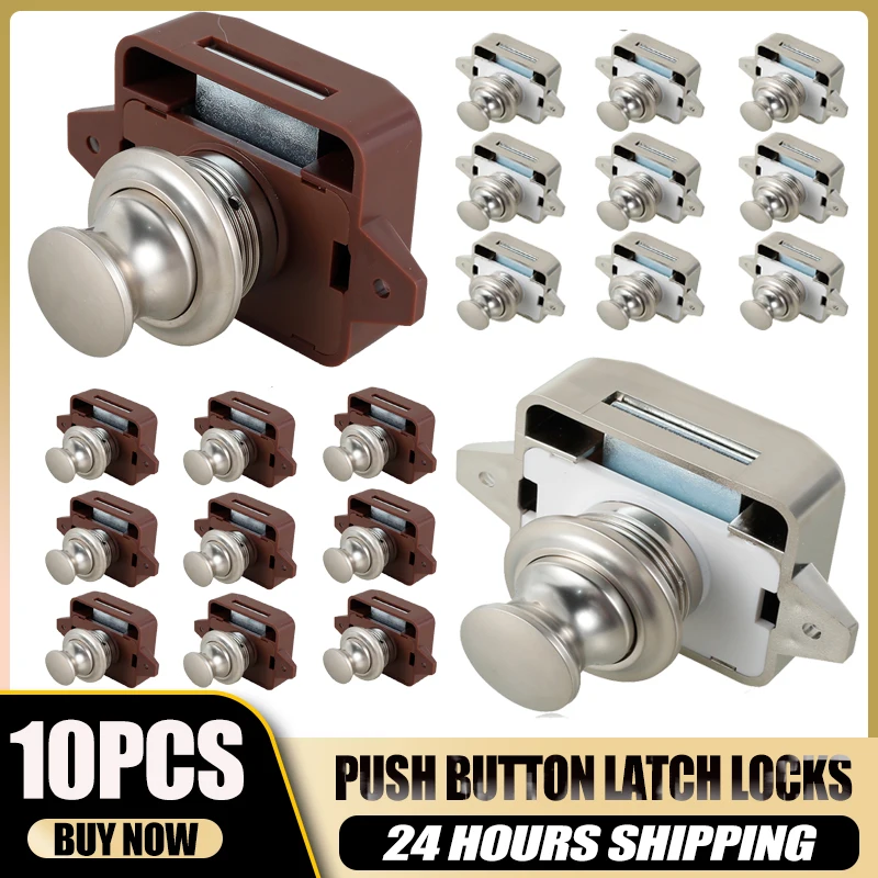 

5/10pcs 26mm Camper Car Push Button Latch Locks, Cabinet lock Door RV Catch Knobs Furniture Drawer Locks Furniture Hardware