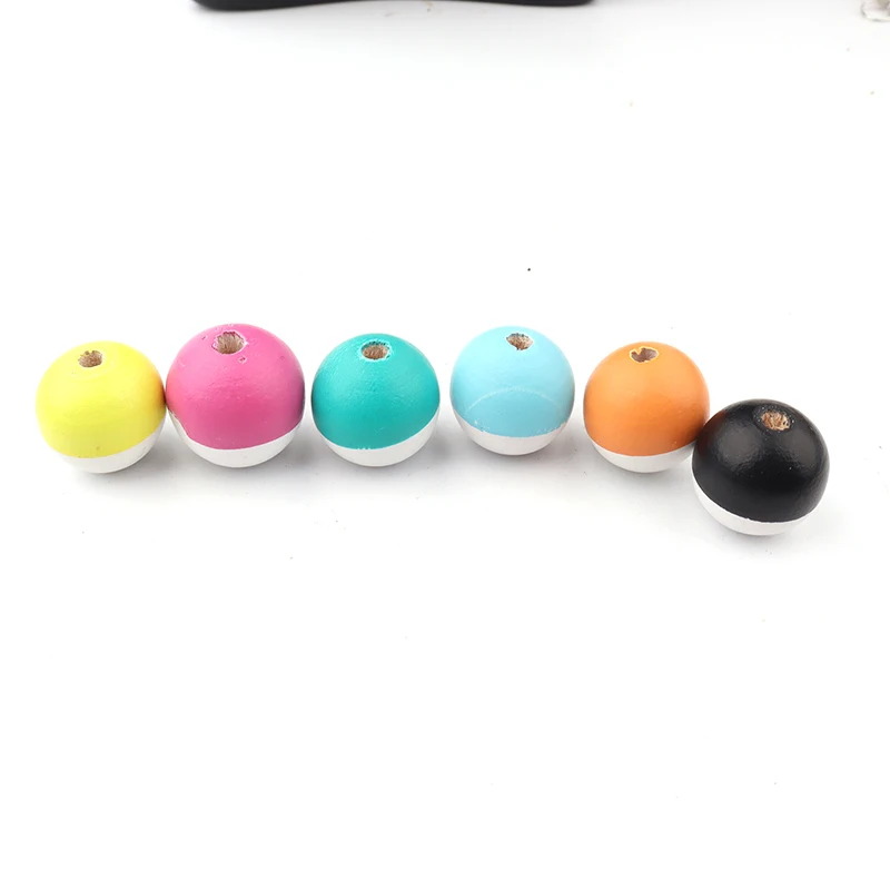 Newest 12/14/16/18/20mm  Round Half Painted Round Wood Beads