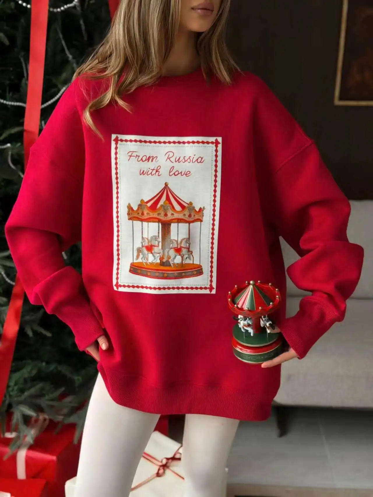 

Толстовки с забавным принтом русского детства, женские толстовки большого размера с длинными рукавами, повседневная европейская толстовка на весну и осень 2026