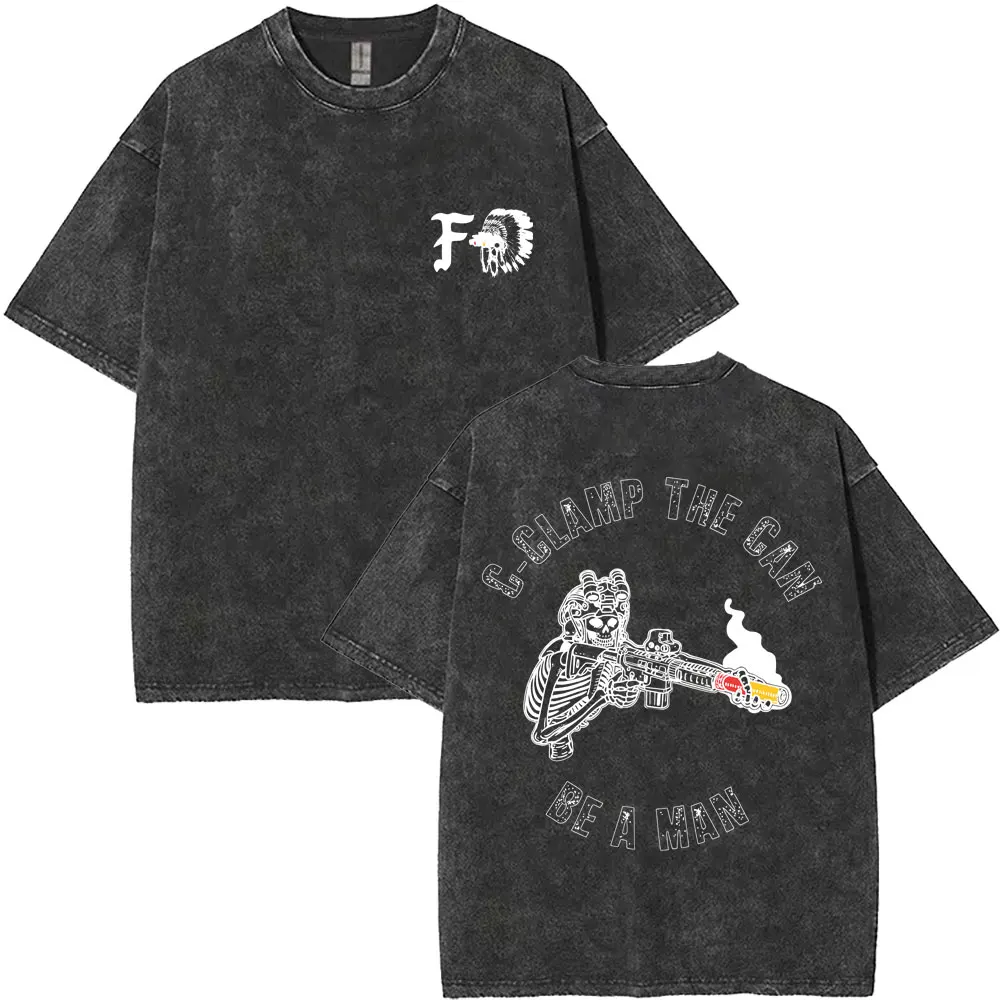 

Forward Observations Group Washed Vintage T-shirt C-clamp The Cam Be A Man Graphic Tshirt Men Funny Death Horror Skull T Shirts