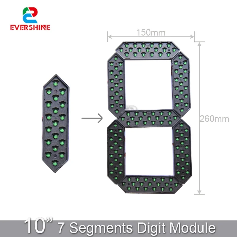 Letreiro Digital LED de 10 Polegadas para Posto de Gasolina, Módulo de Display de 7 Segmentos nas Cores Amarelo, Vermelho, Verde e Branco para Uso Comercial