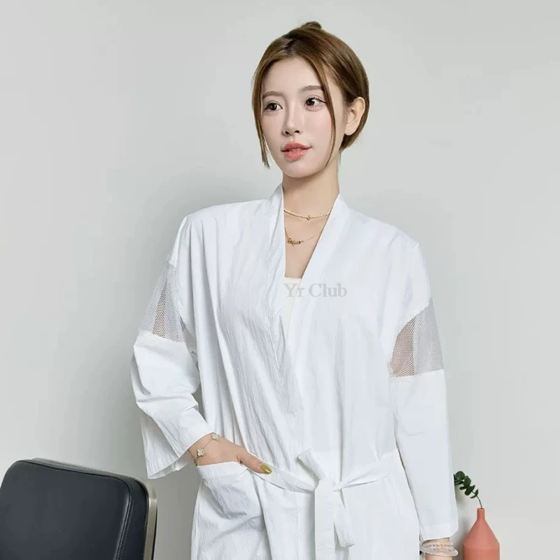 Long Sleeved Hair Salon Gown Barber Shop Customer Hairdressing Robe Beauty Salon Kimono Hair Cutting Smock Customer Clothing