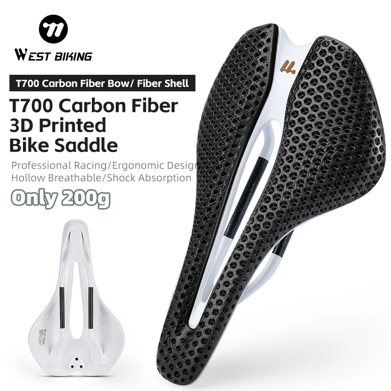 

200g 3D Printed Carbon Bike Saddle Road MTB Gravel Racing Lightweight 245x145mm Cycling Seat
