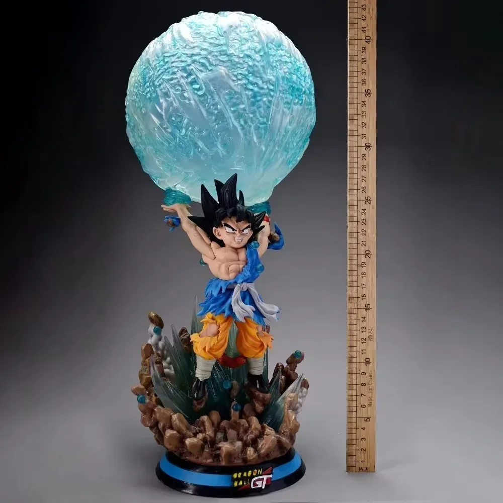 47cm GT SD Anime Dragon Ball Figure Son Goku GK LED Light Figurine SuperSaiyan PVC Action Model Super Genki Bomb Toy Figures