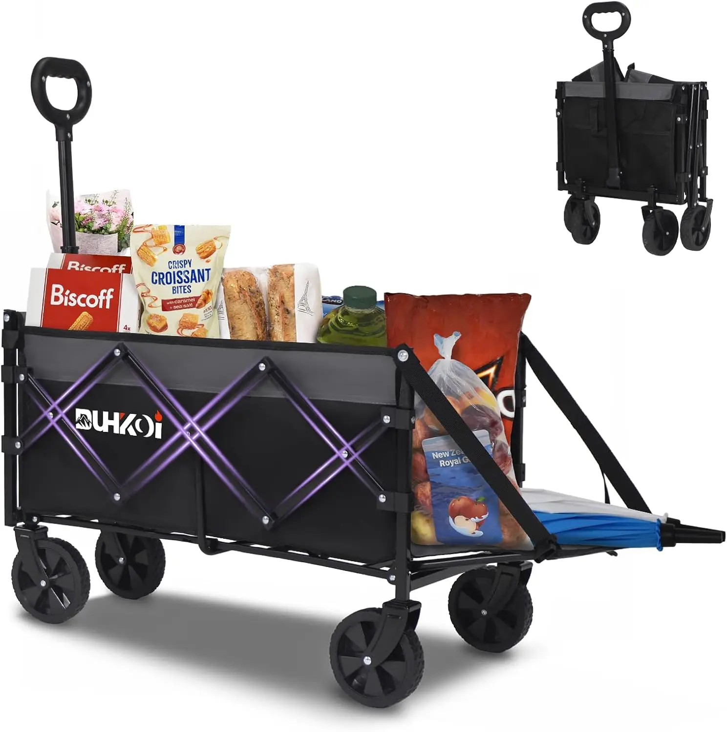 

Collapsible Tailgate Wagon with Wheels Compact Size Folding Utility Cart 380LBS Capacity for Garden Grocery Beach Camping u2013
