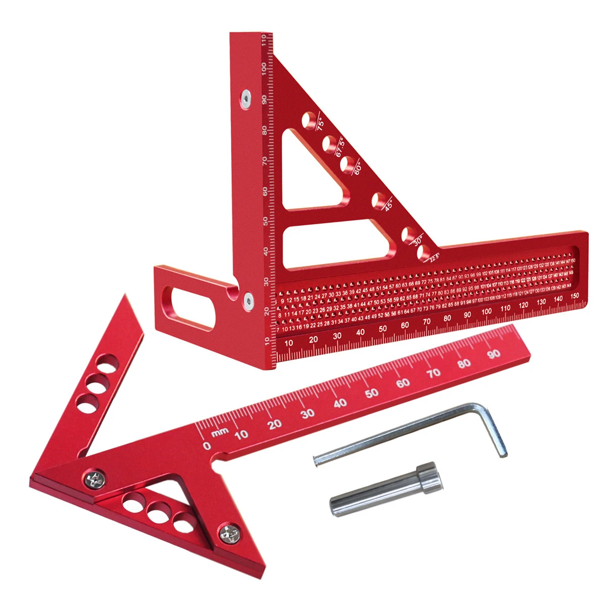 Aluminum Alloy Center Finder Scribe Ruler Woodworking Measuring Tool for Drawing Center Line Right Angle Vertical 45 Degree