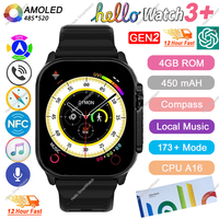 Ultra Hello Watch 3 Plus Smartwatch Series10 4GB 49mm AMOLED NFC GPT Compass GPS Voice Assistant Dual Core Fitness Tracker Watch
