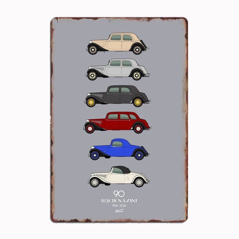 Vintage Traction Avant Collection Poster Metal Sign Bathroom Room Wall Decor Tin Home Decoration