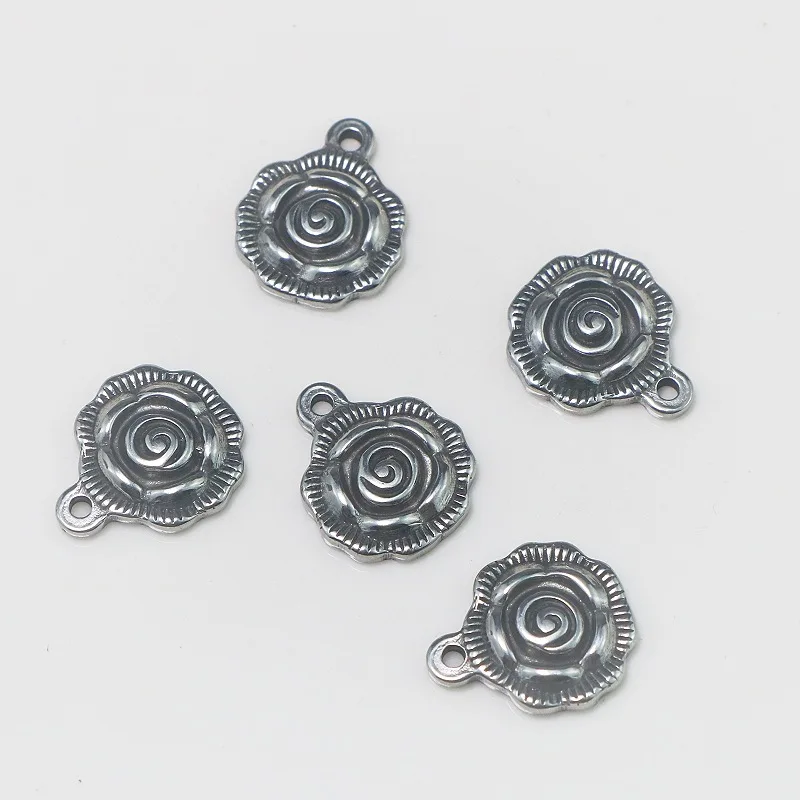 

5Pcs Retro Romantic Rose Charms Stainless Steel Pendant For Jewelry Making DIY Pendants Earring Necklace Bracelet Accessories