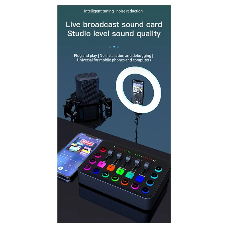 A29F-F11 48Vlive Set di schede audio Mixer a 5 canali Scheda audio Mixer audio Studio per streaming Mixer audio