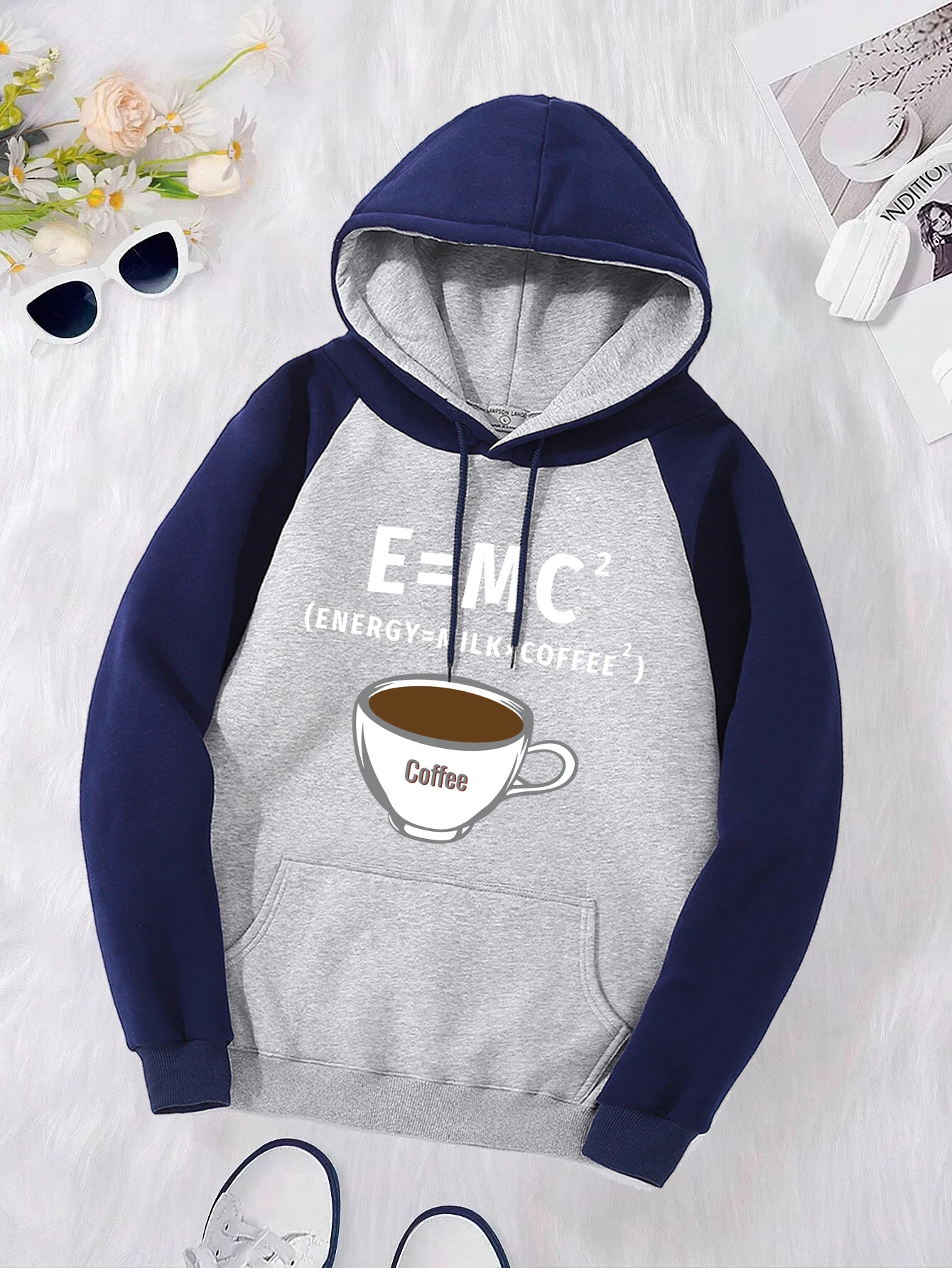 Sweats à capuche Leurs lan multicolores pour femmes, sweat à capuche Smile, pulls de poche assortis, dimension ey = Milk X Coffee, automne, Y2K