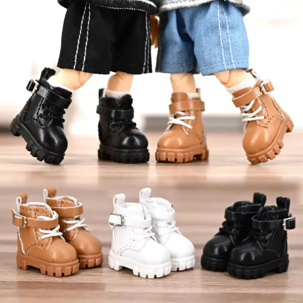 Fai da te Dress Up Ob11 Scarpe Fai finta di giocare Vestito carino Stivali in pelle per bambole Scarpe casual Nero Marrone Obitsu 11 Scarpe per bambole 1/12 Bjd