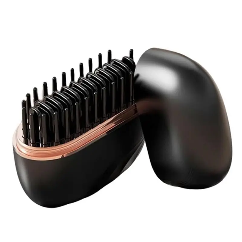 Mini Hair Straightening Device, Rechargeable Portable Straightener Brush 3-Level Control& Fast Heating Technology Black-Y48A